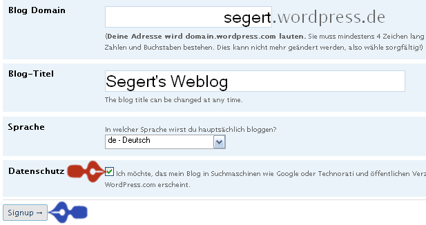 WordPressBlog anmelden